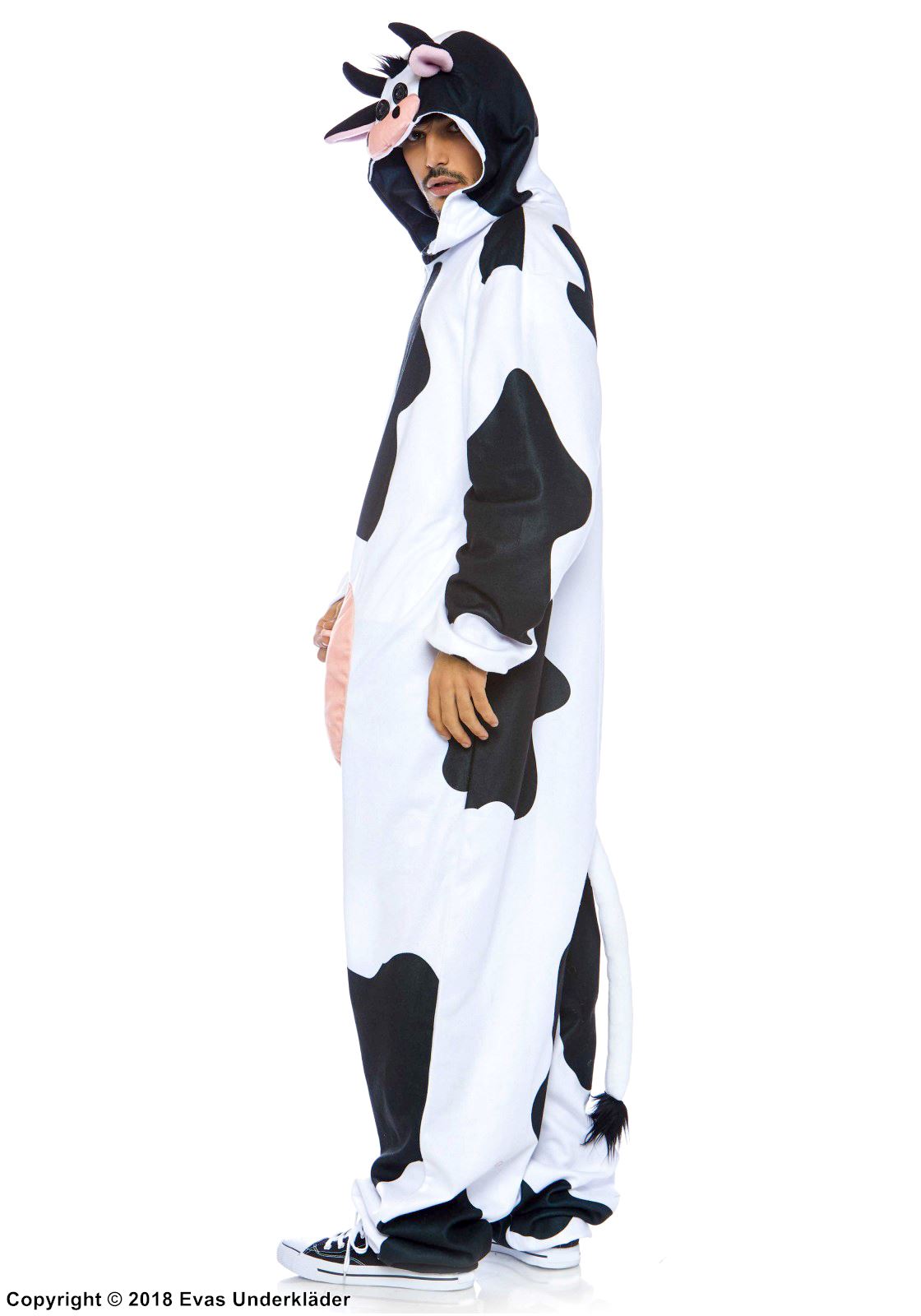 Cow, costume kigurumi jumpsuit, hood, front zipper